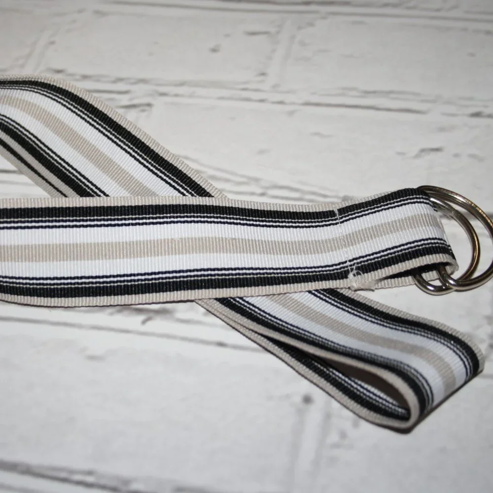 🖤 Black, Cream & White Adjustable Fabric Belt Woven Texture · Neutral Palette ·